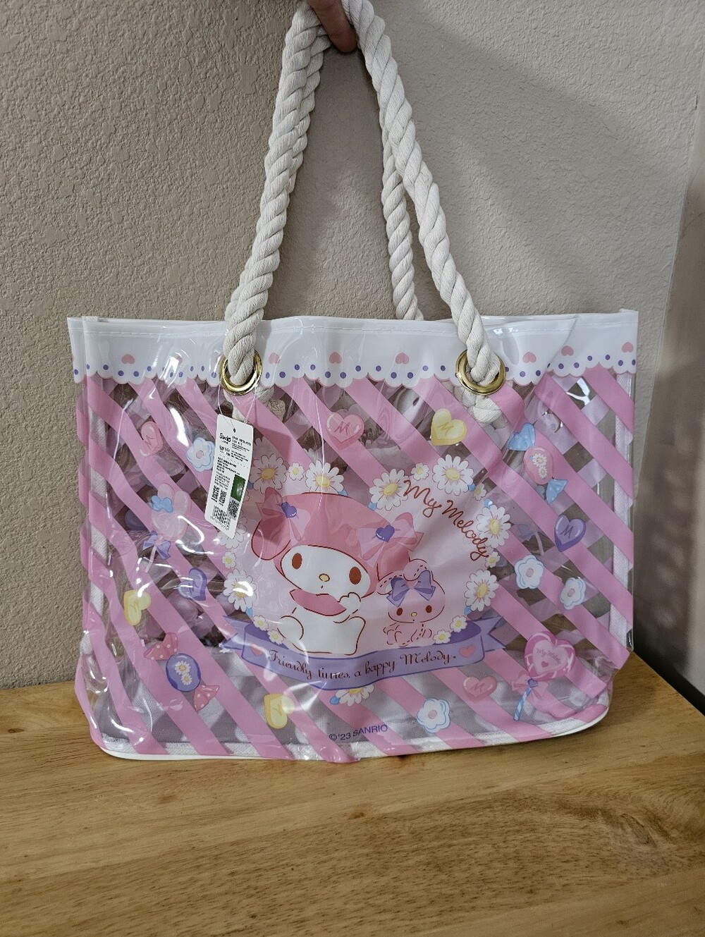 My Melody Clear Rope-Handle Tote